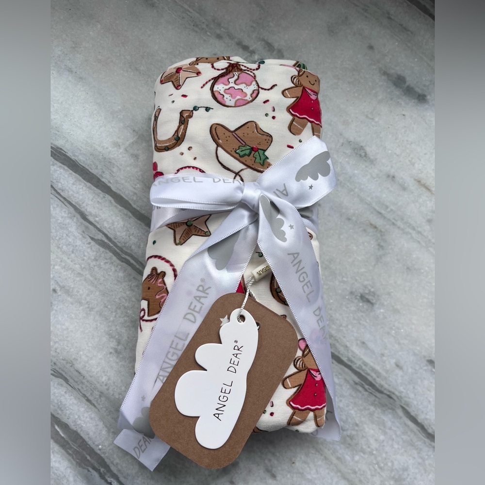 Angel Dear Swaddle Blanket with Cowgirl Christmas Cookies Design